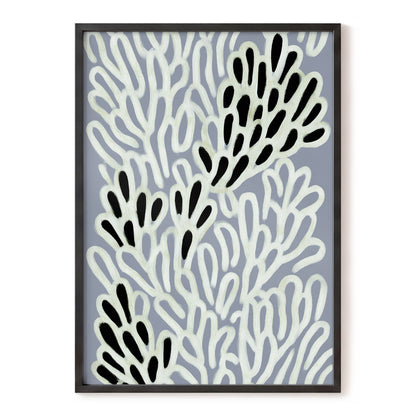 Pale Frond Rhythm, gray, white, beige nature wall art, front artwork view