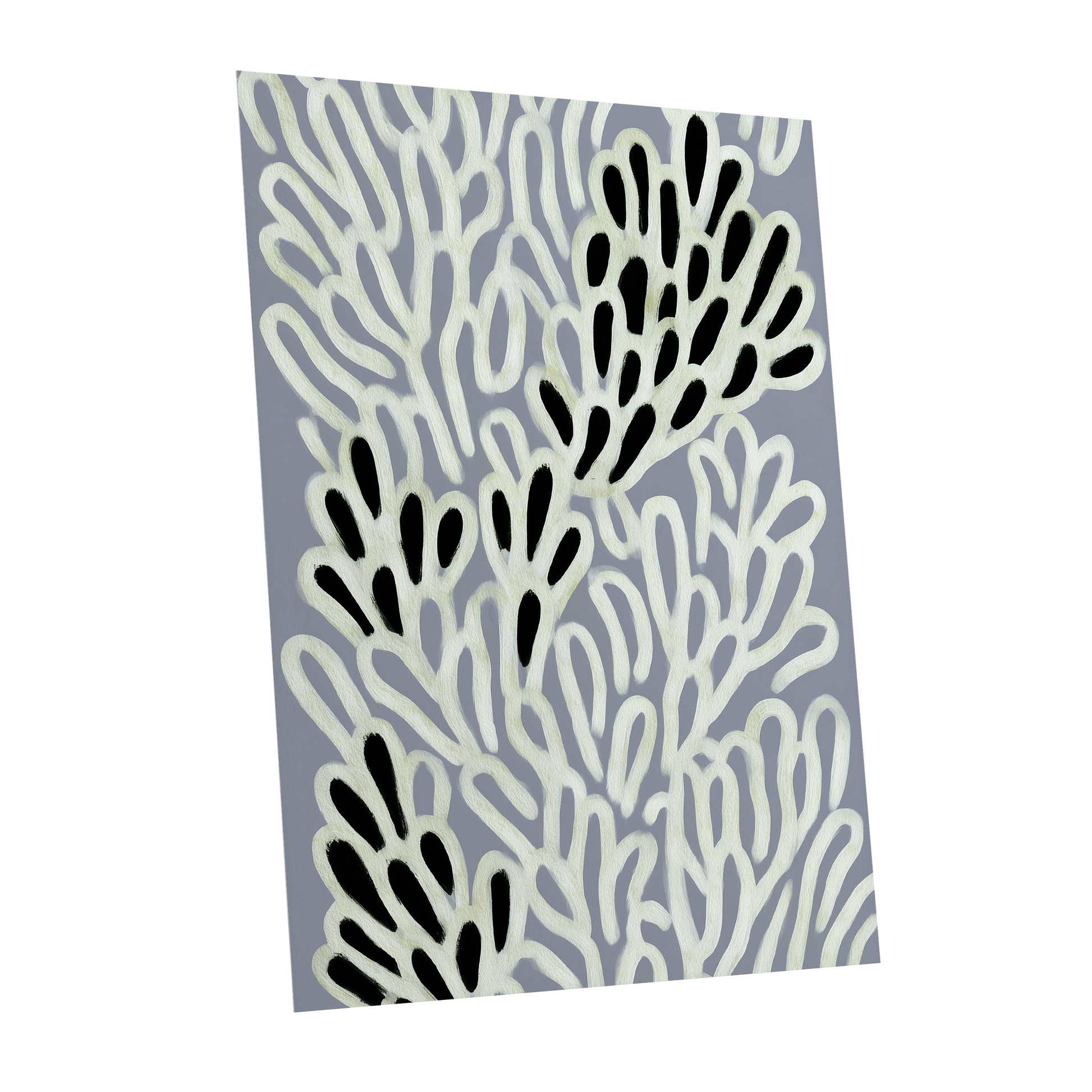 Pale Frond Rhythm, gray, white, beige nature wall art shown as a unframed poster wall art print