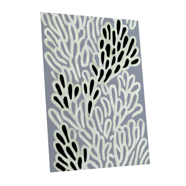 Pale Frond Rhythm, gray, white, beige nature wall art shown as a unframed poster wall art print