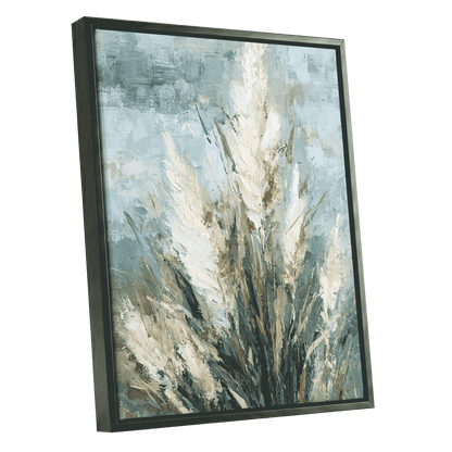 Pale Meadow Plumes – black framed canvas option
