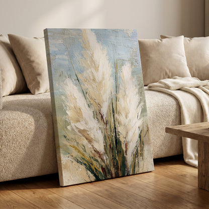 Pale Meadow Plumes – canvas wall art in a styled interior, gallery view 1