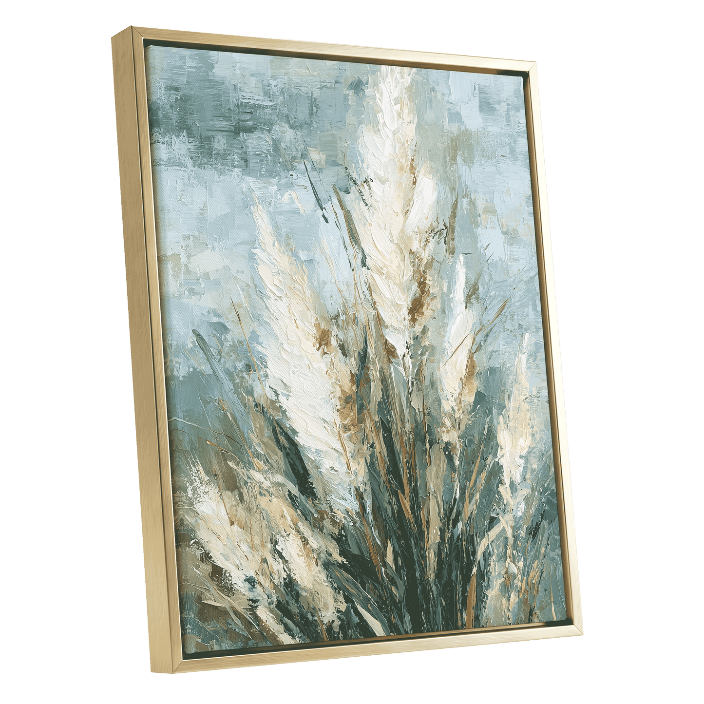 Pale Meadow Plumes – gold framed canvas option