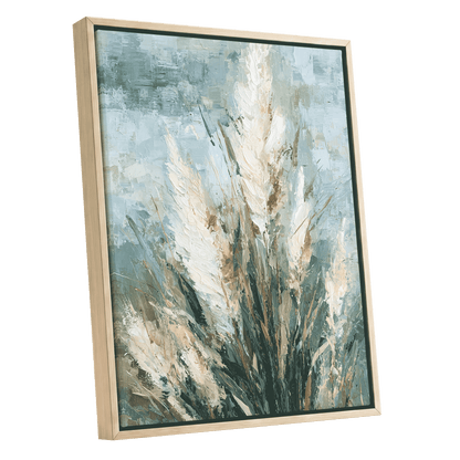 Pale Meadow Plumes – oak framed canvas option