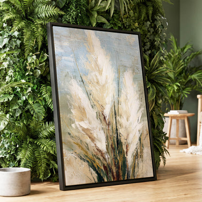 Pale Meadow Plumes – wall art displayed in a styled interior, gallery view 1