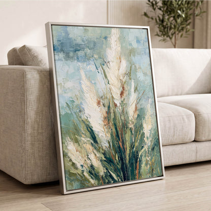 Pale Meadow Plumes – wall art displayed in a styled interior, gallery view 2