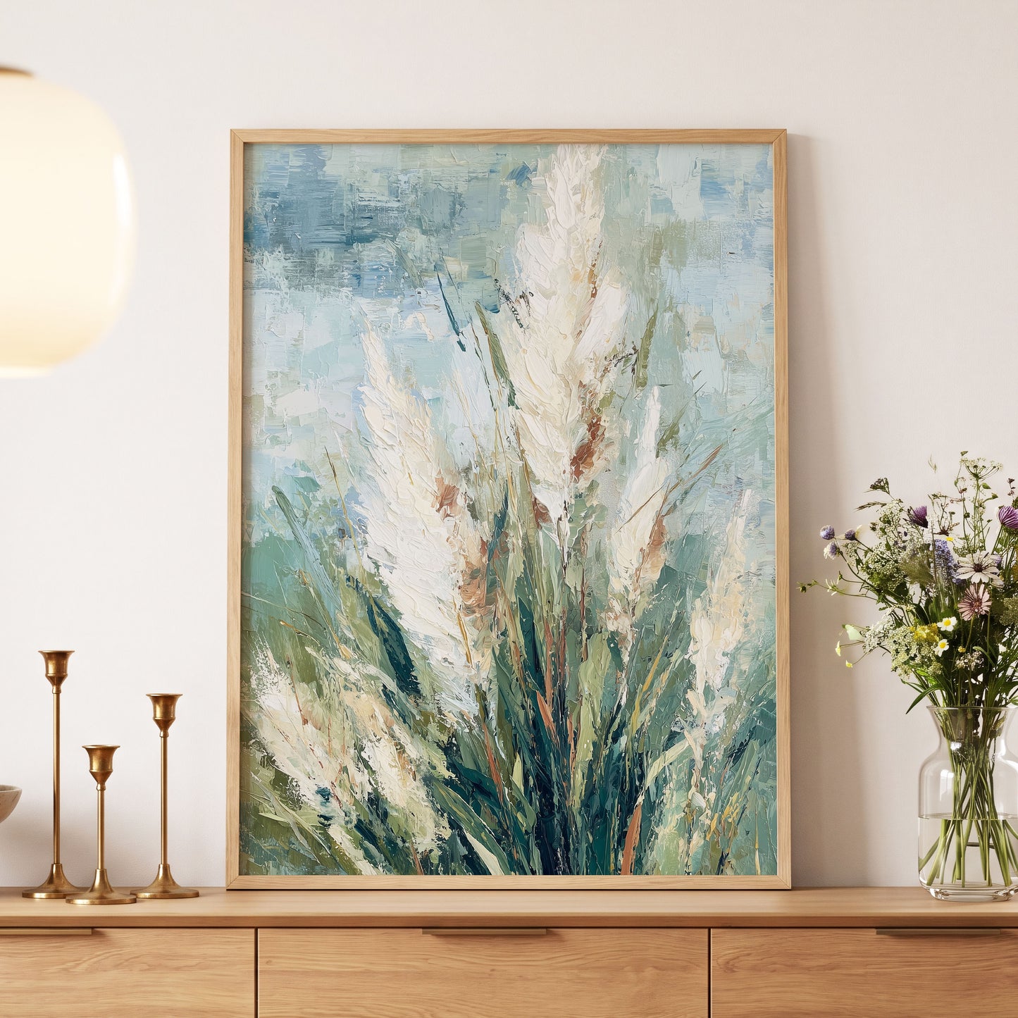 Pale Meadow Plumes – wall art displayed in a styled interior, gallery view 5