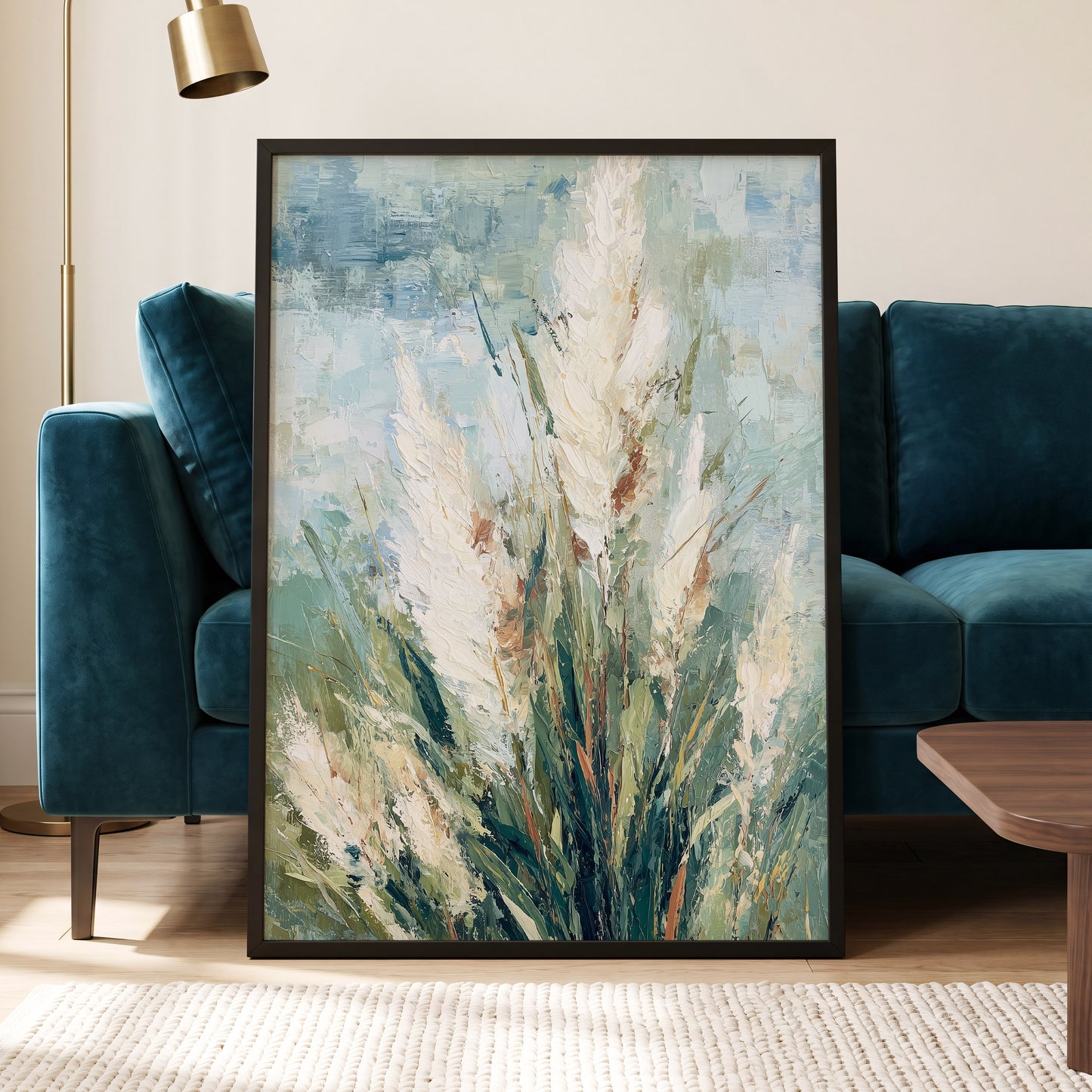 Pale Meadow Plumes – wall art displayed in a styled interior, gallery view 6