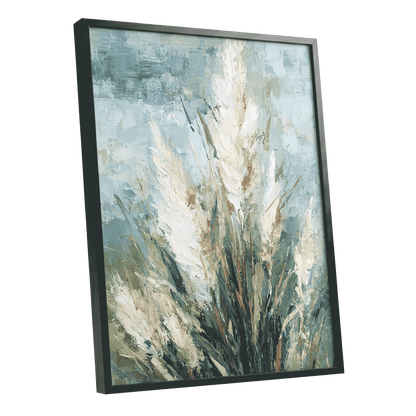 Pale Meadow Plumes – black framed poster option