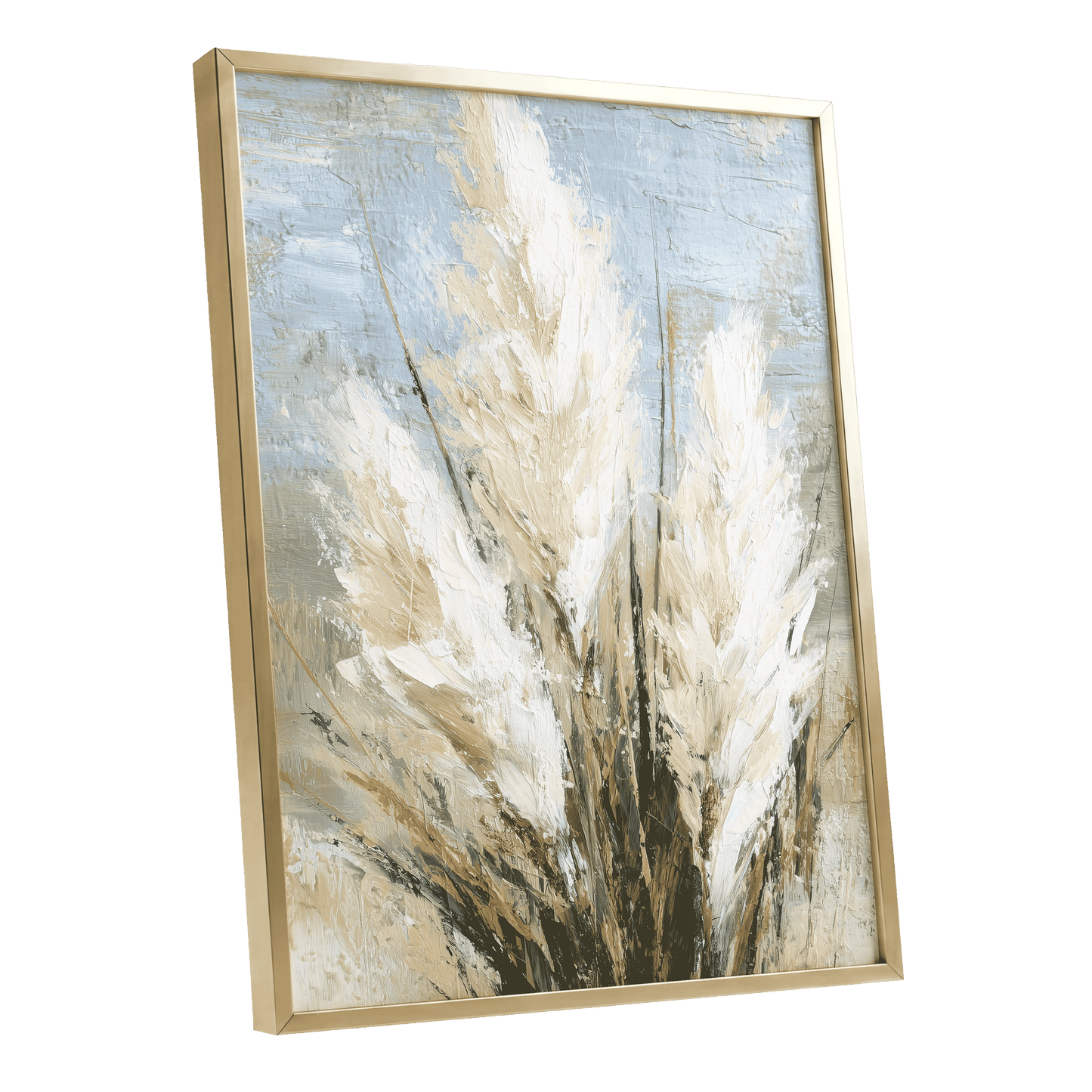 Pale Meadow Plumes – gold framed poster option