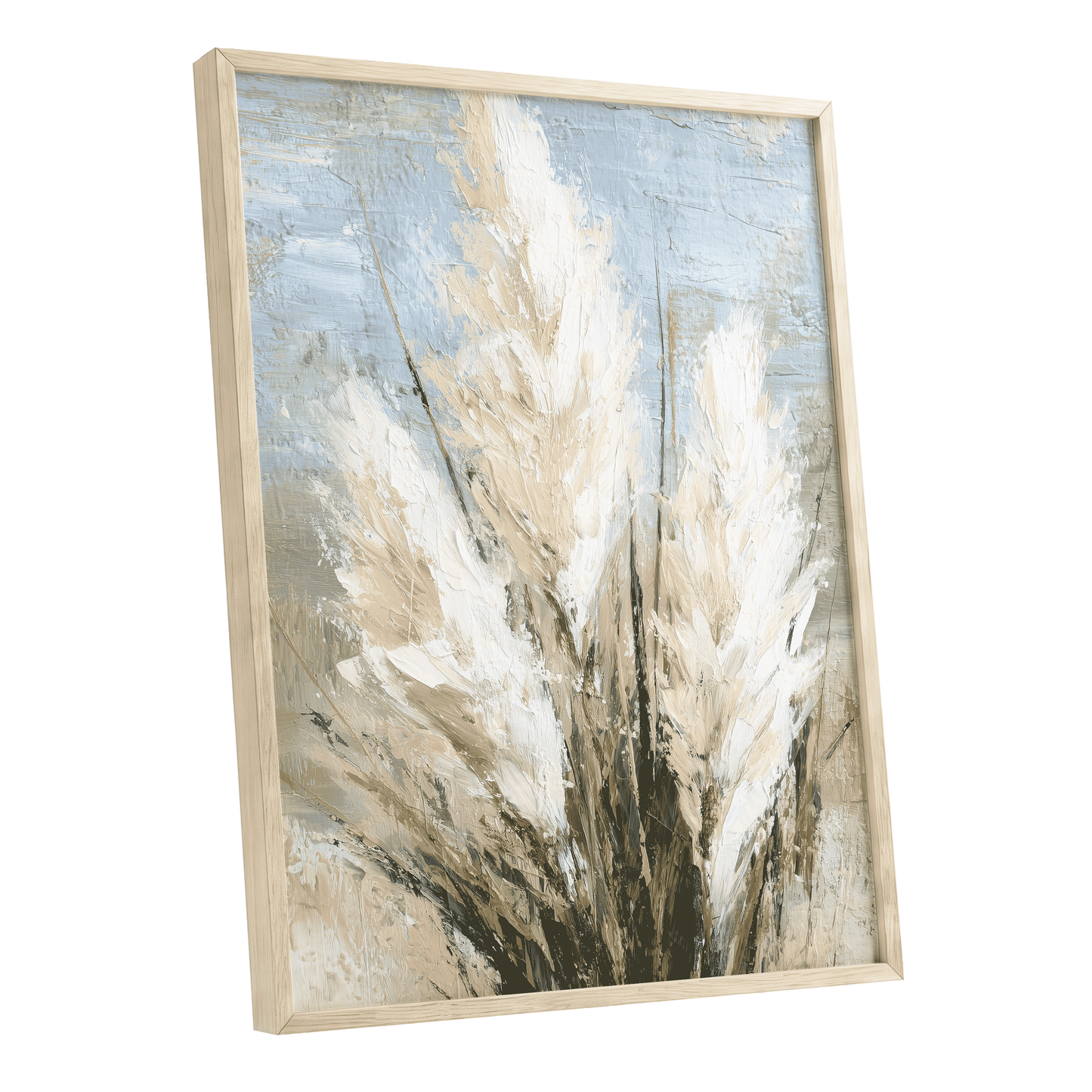 Pale Meadow Plumes – oak framed poster option
