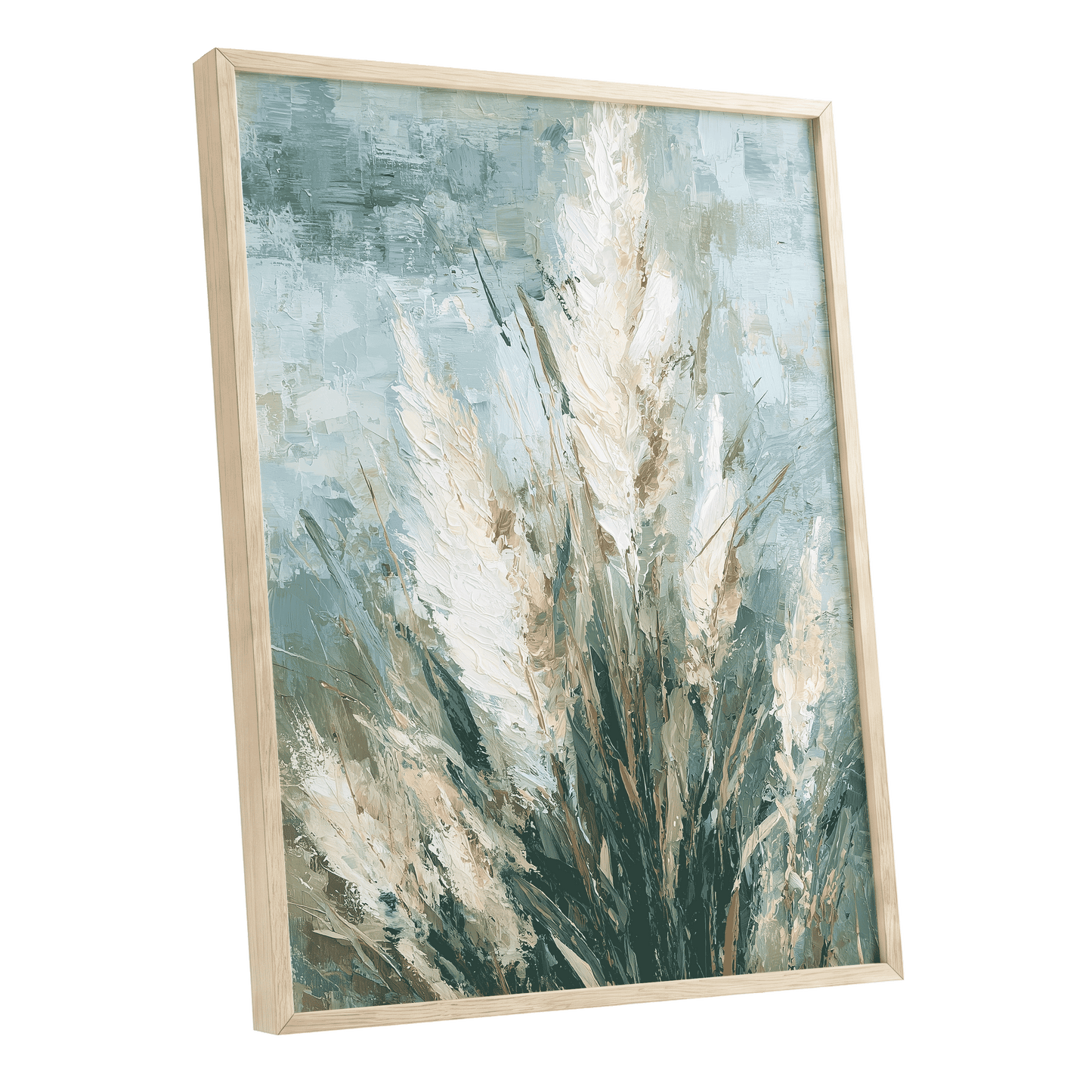 Pale Meadow Plumes – oak framed poster option