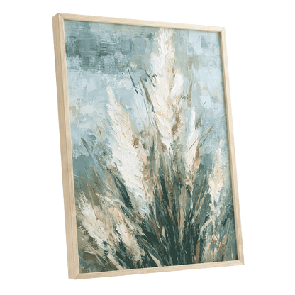 Pale Meadow Plumes – oak framed poster option