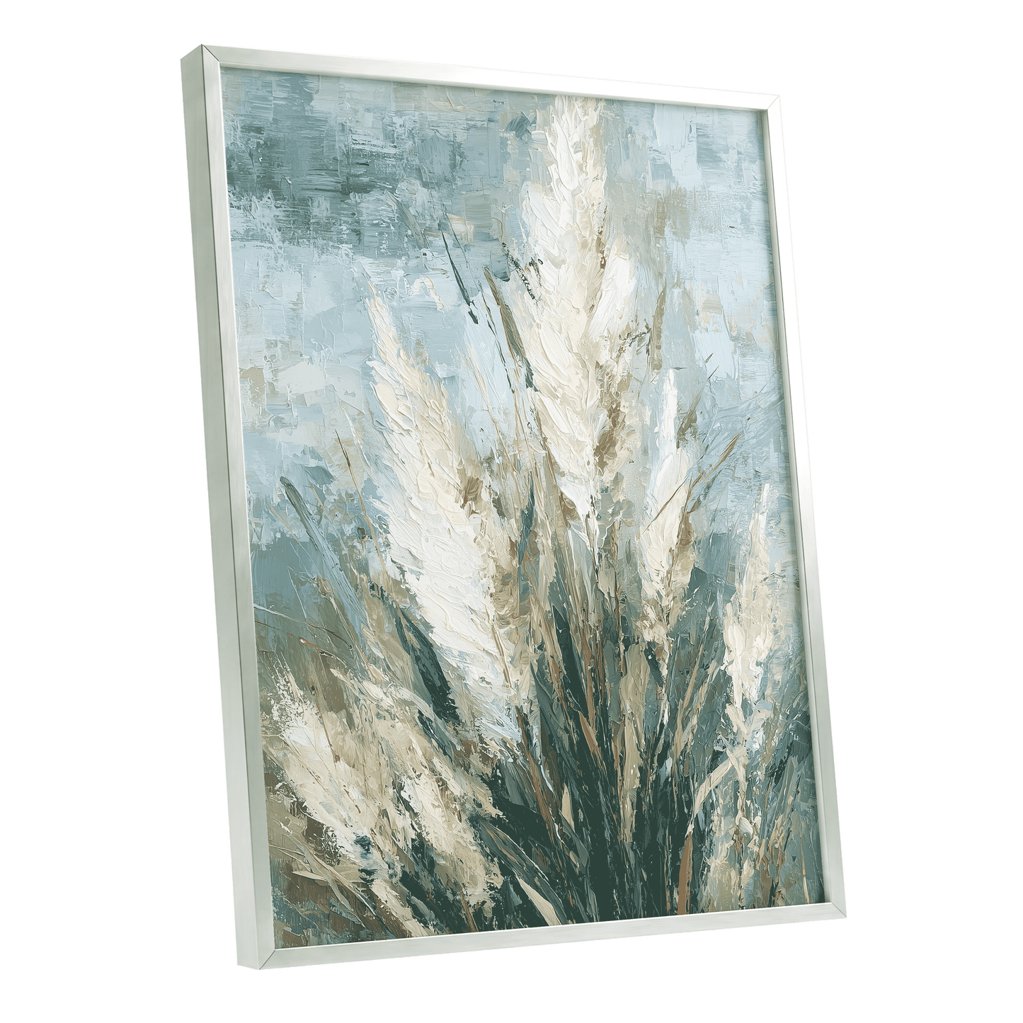 Pale Meadow Plumes – silver framed poster option