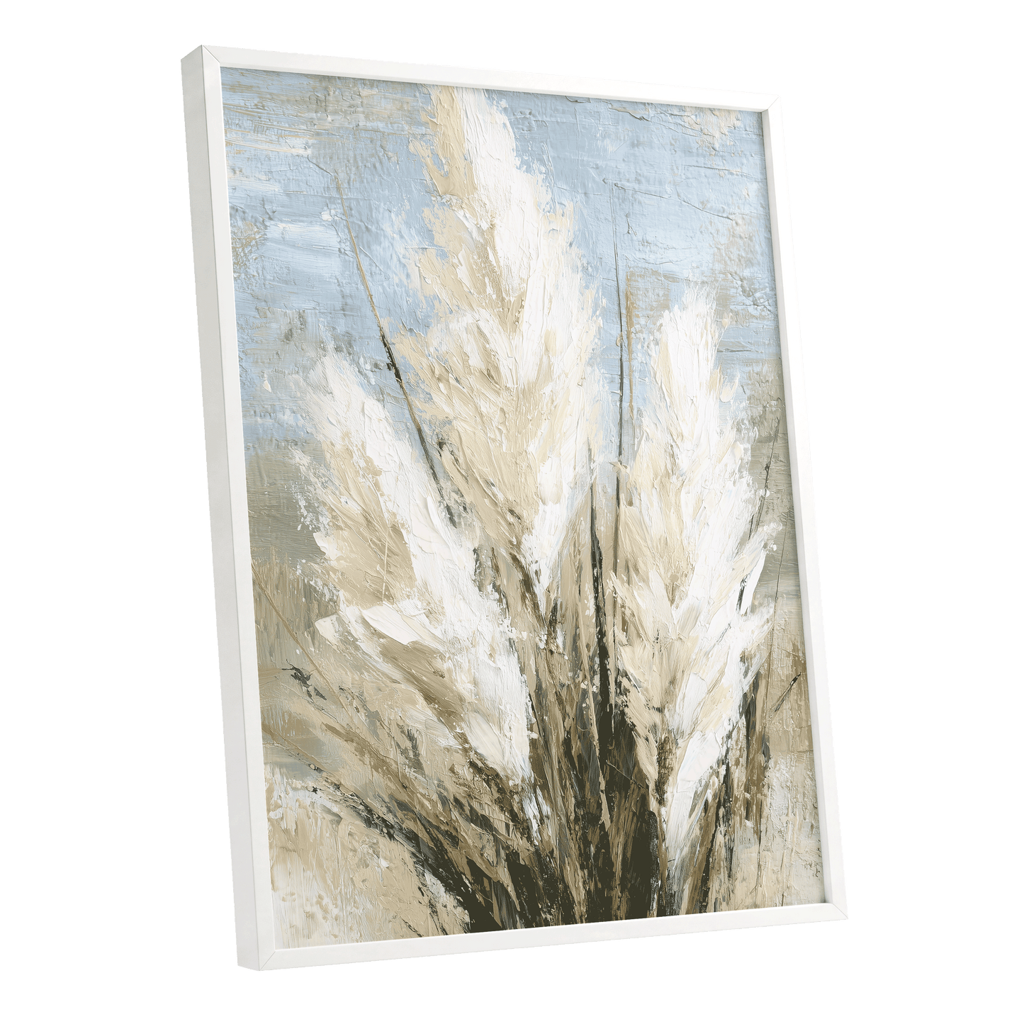 Pale Meadow Plumes – white framed poster option