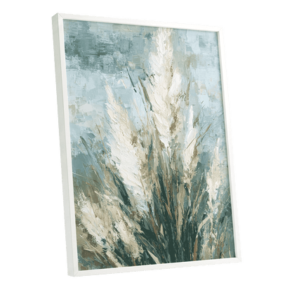 Pale Meadow Plumes – white framed poster option