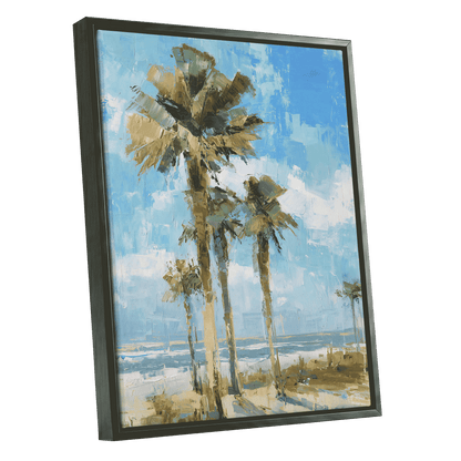 Palm Light Reverie – black framed canvas option