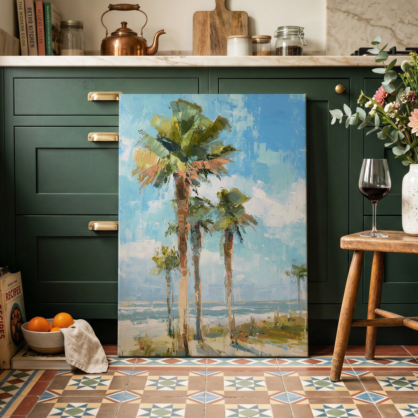 Palm Light Reverie – canvas wall art in a styled interior, gallery view 1