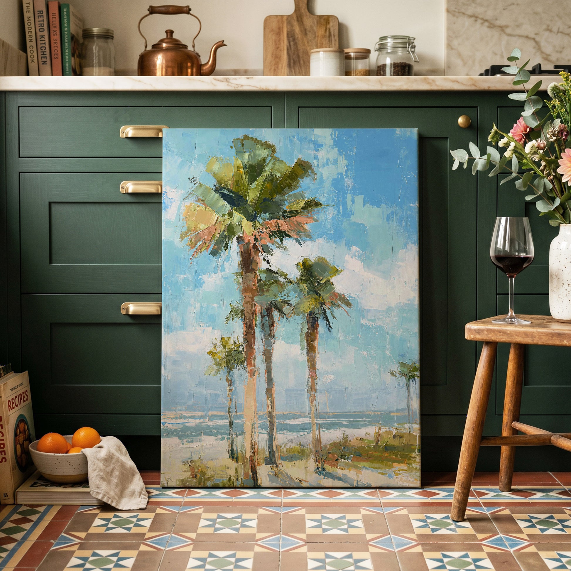 Palm Light Reverie – canvas wall art in a styled interior, gallery view 1