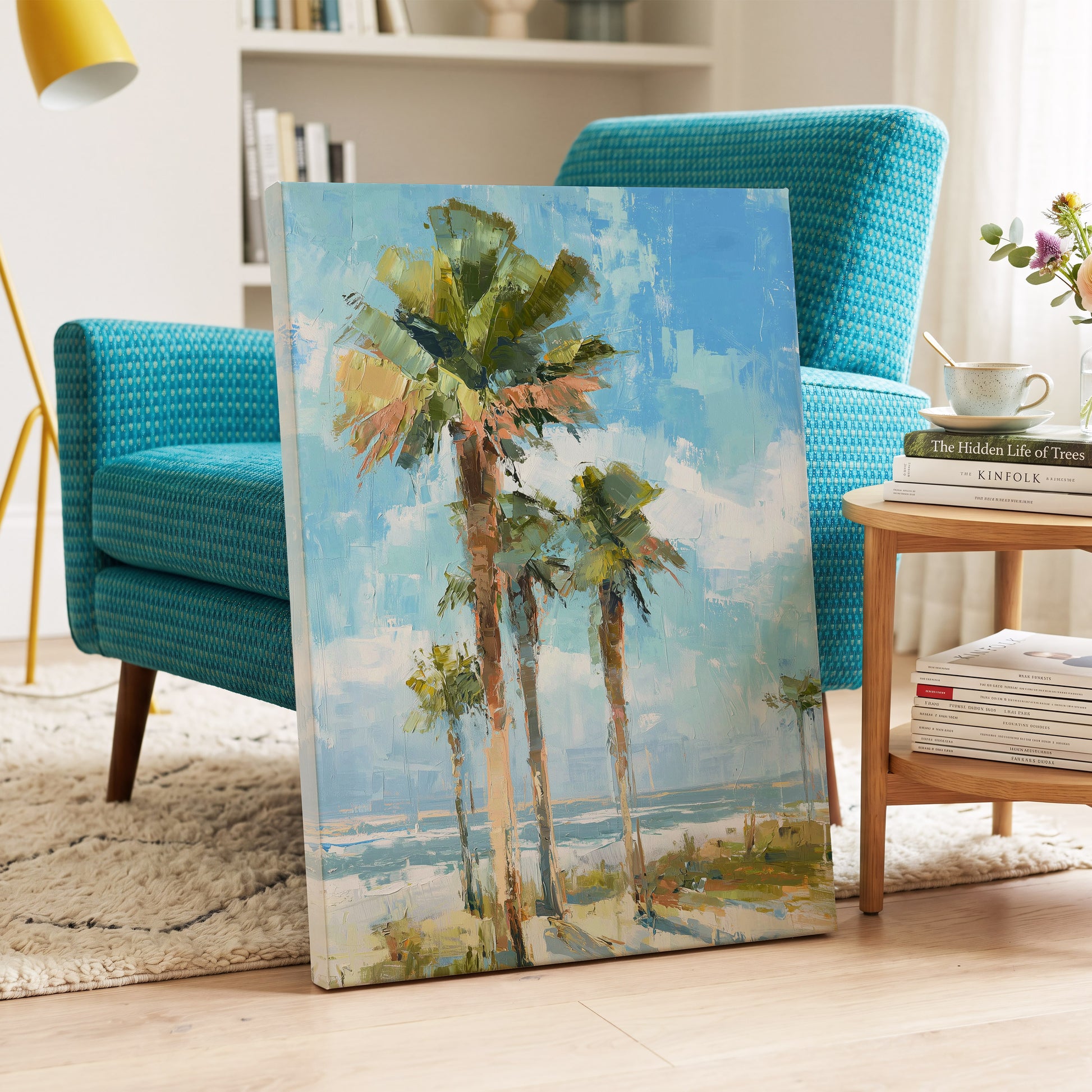 Palm Light Reverie – canvas wall art in a styled interior, gallery view 2