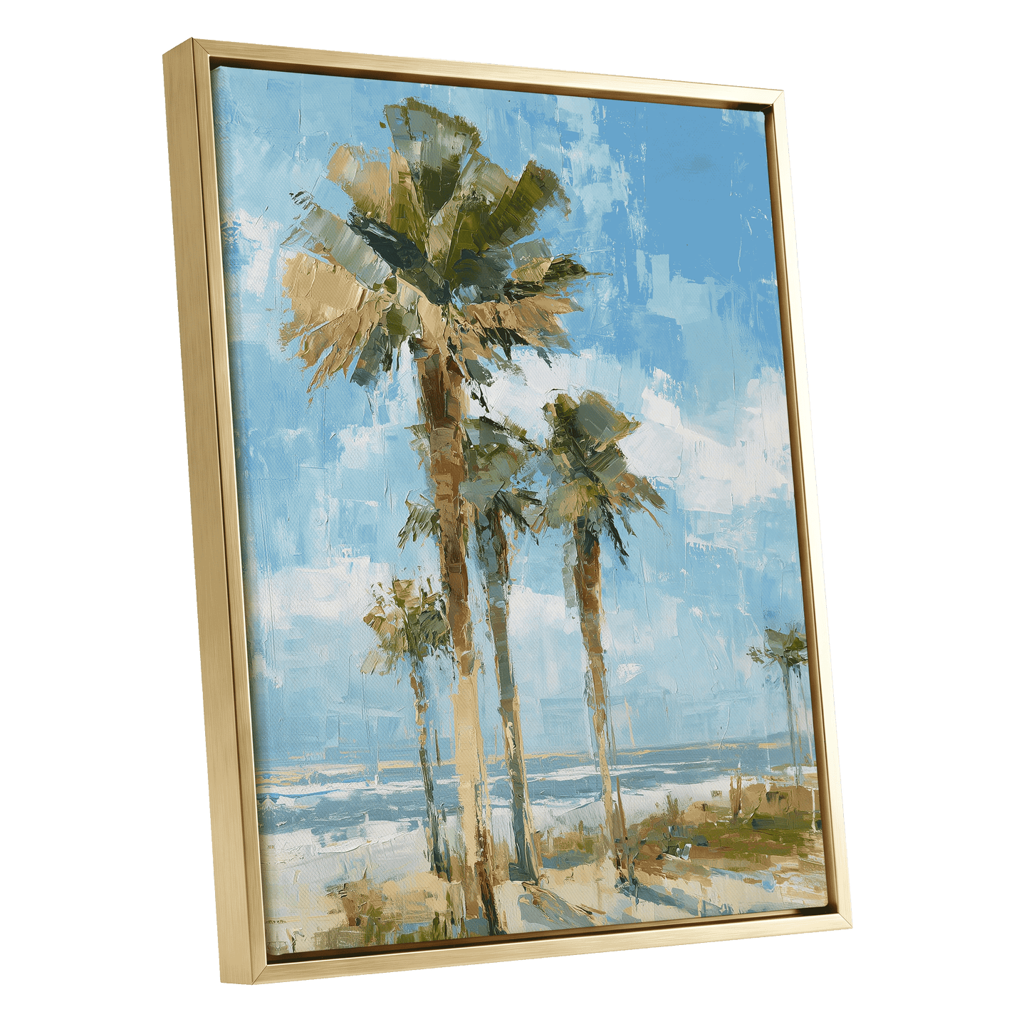 Palm Light Reverie – gold framed canvas option
