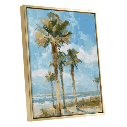 Palm Light Reverie – gold framed canvas option