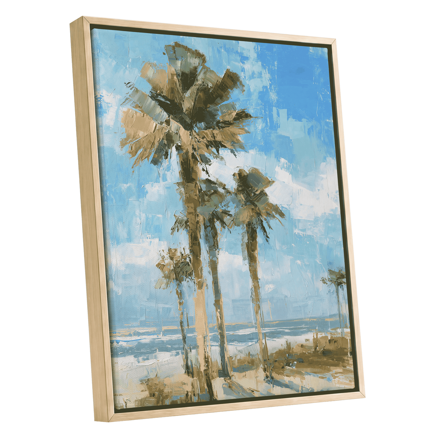 Palm Light Reverie – oak framed canvas option