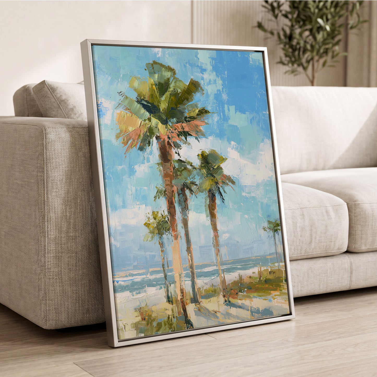 Palm Light Reverie – wall art displayed in a styled interior, gallery view 2