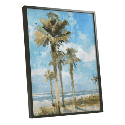 Palm Light Reverie – black framed poster option