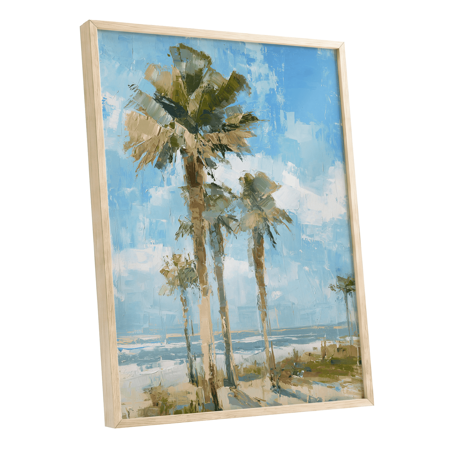 Palm Light Reverie – oak framed poster option
