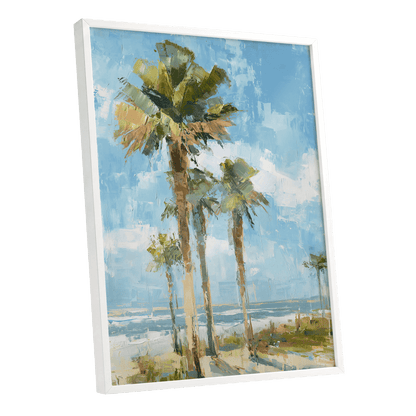 Palm Light Reverie – white framed poster option