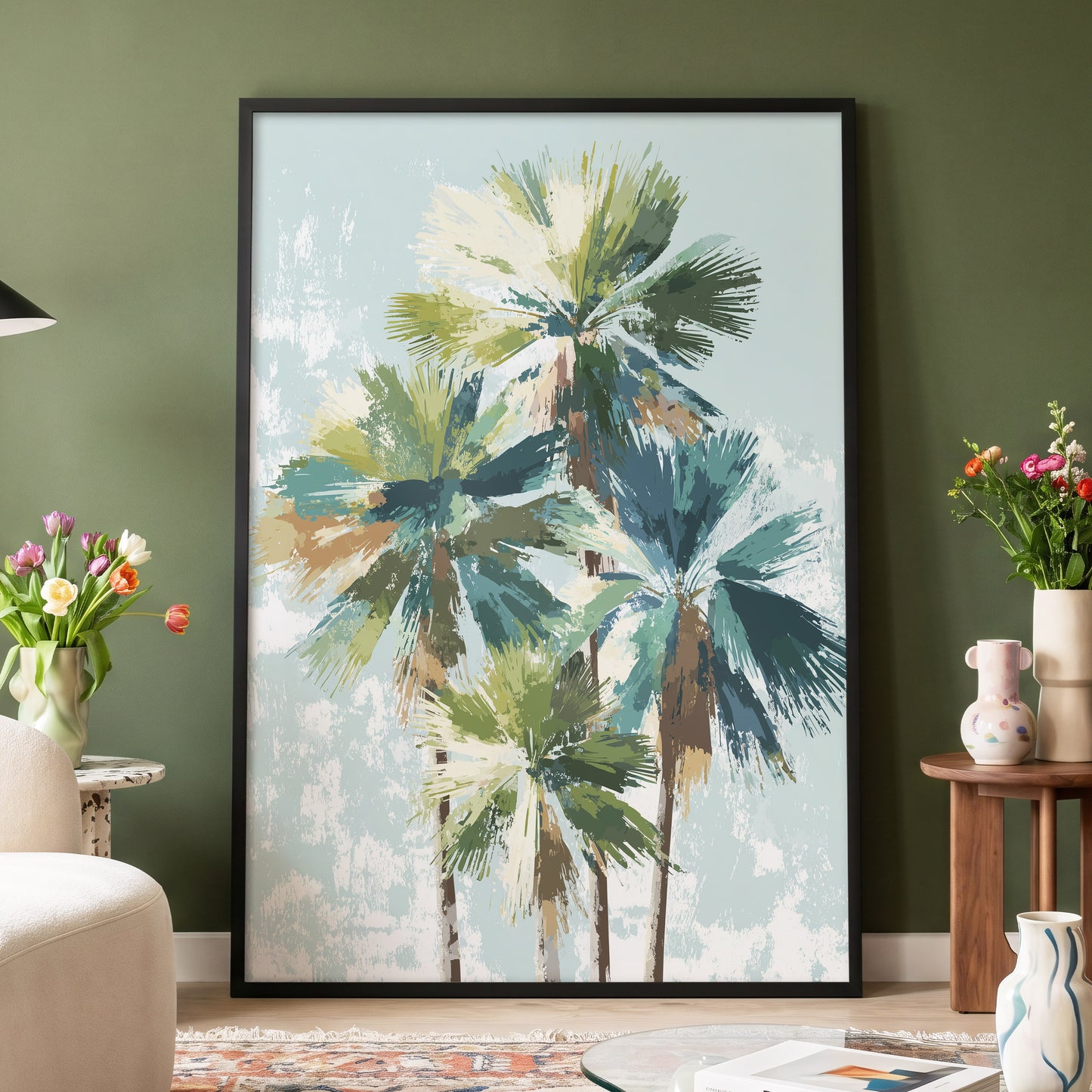 Palms in Coastal Light – wall art displayed in a styled interior, gallery view 4