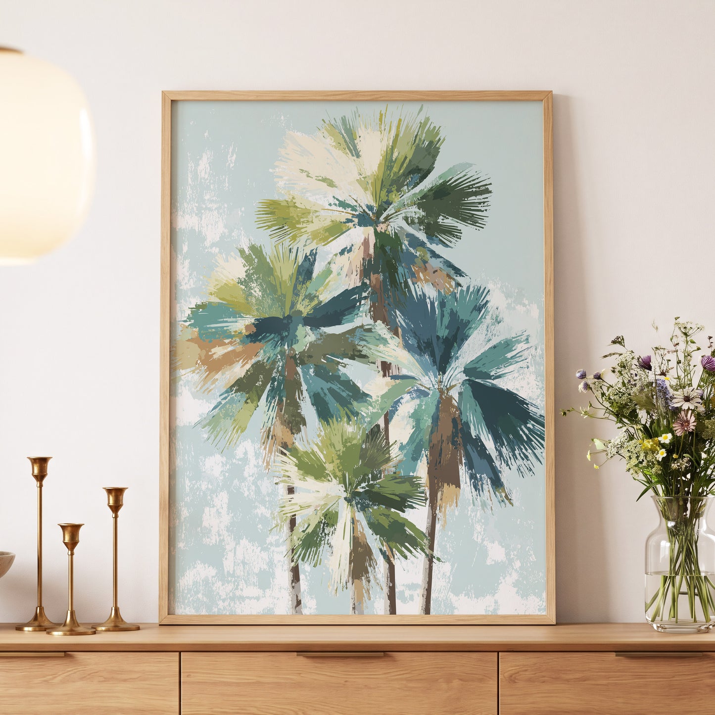 Palms in Coastal Light – wall art displayed in a styled interior, gallery view 5