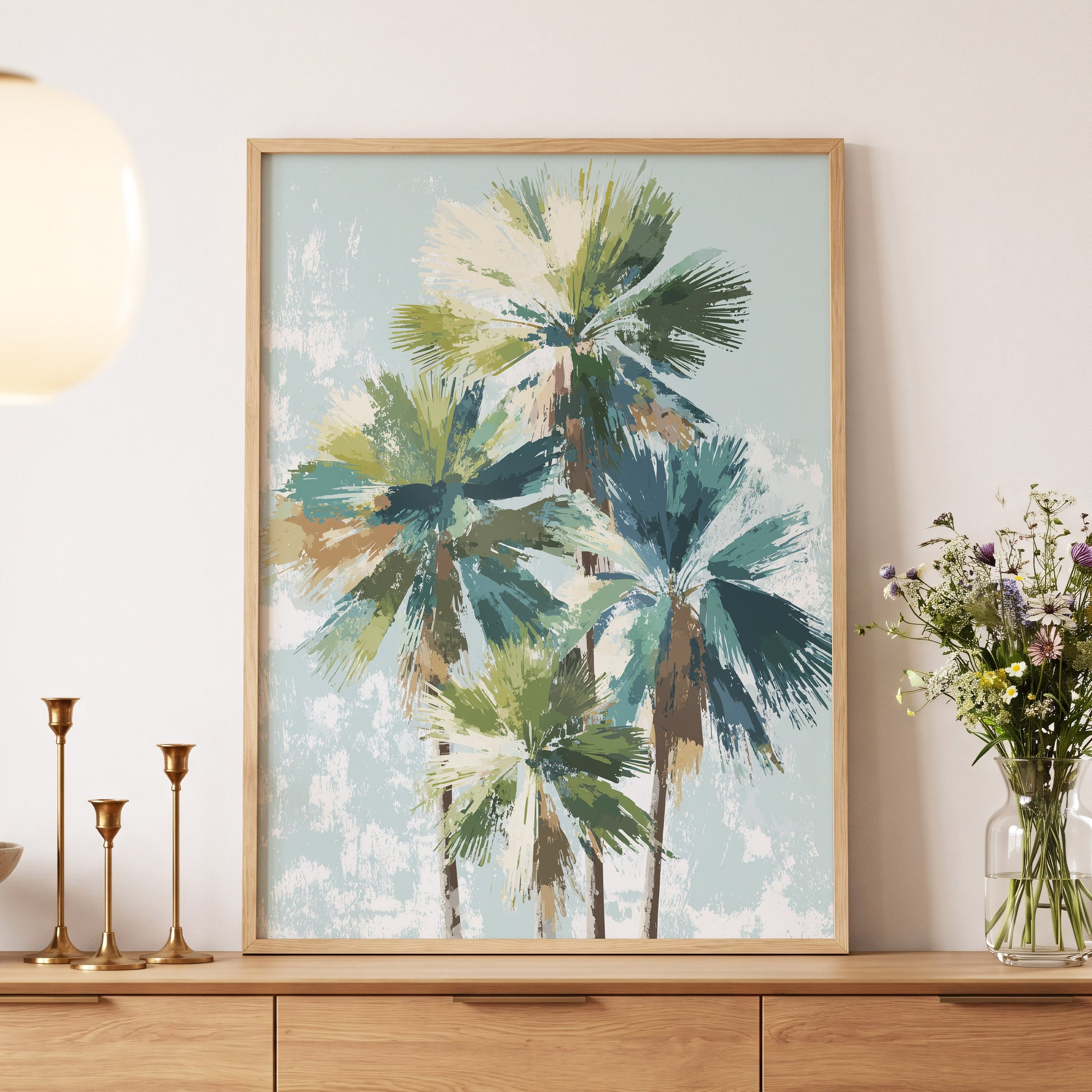 Palms in Coastal Light – wall art displayed in a styled interior, gallery view 5