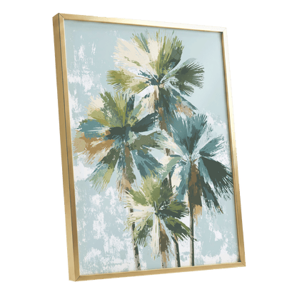 Palms in Coastal Light – gold framed poster option