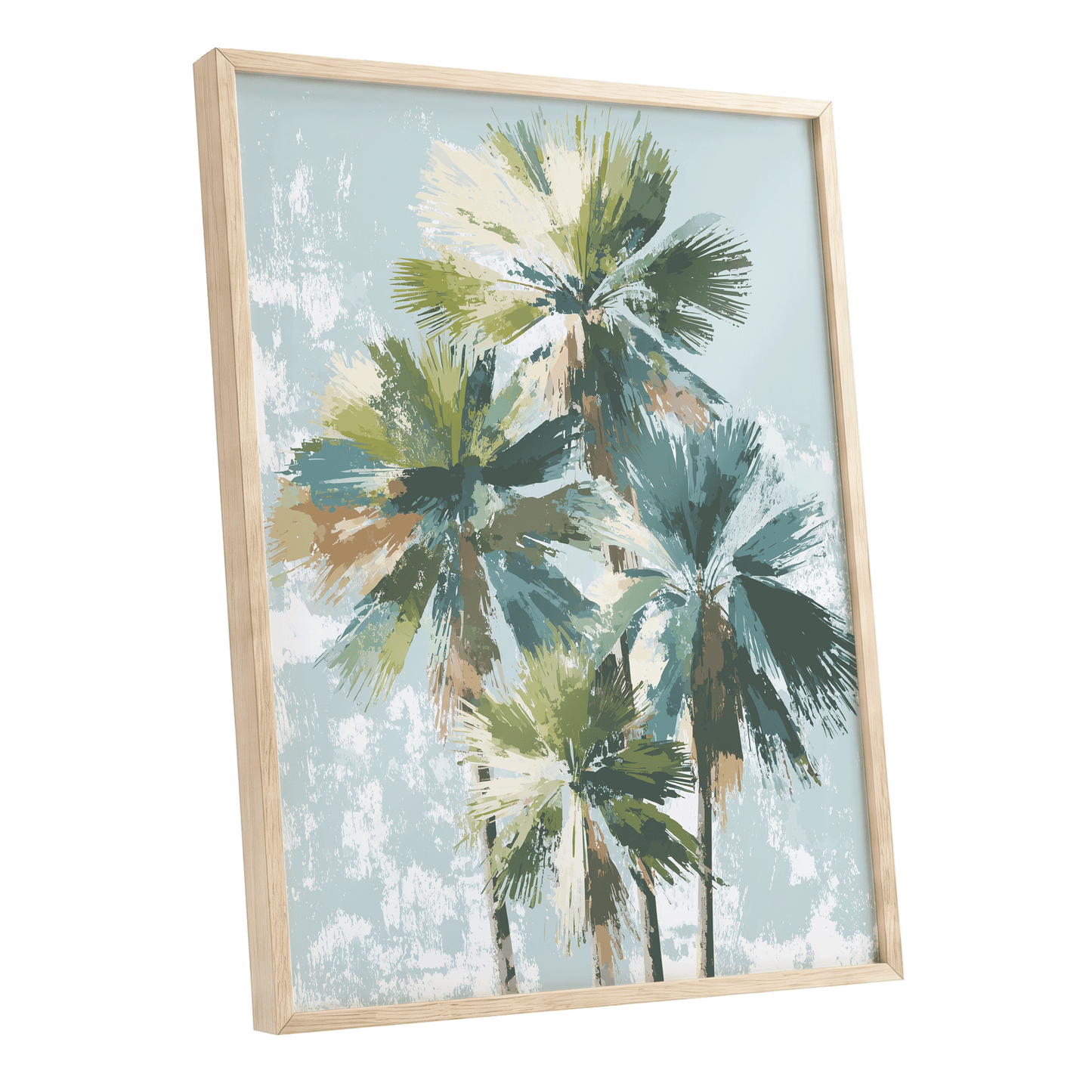 Palms in Coastal Light – oak framed poster option