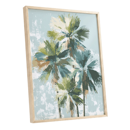 Palms in Coastal Light – oak framed poster option
