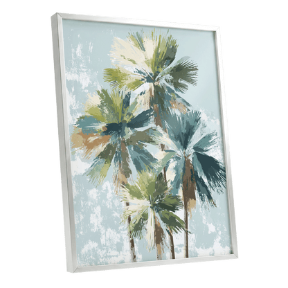 Palms in Coastal Light – silver framed poster option