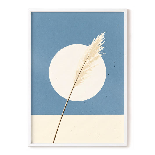 Pampas Halo, blue, beige, brown nature wall art, front artwork view