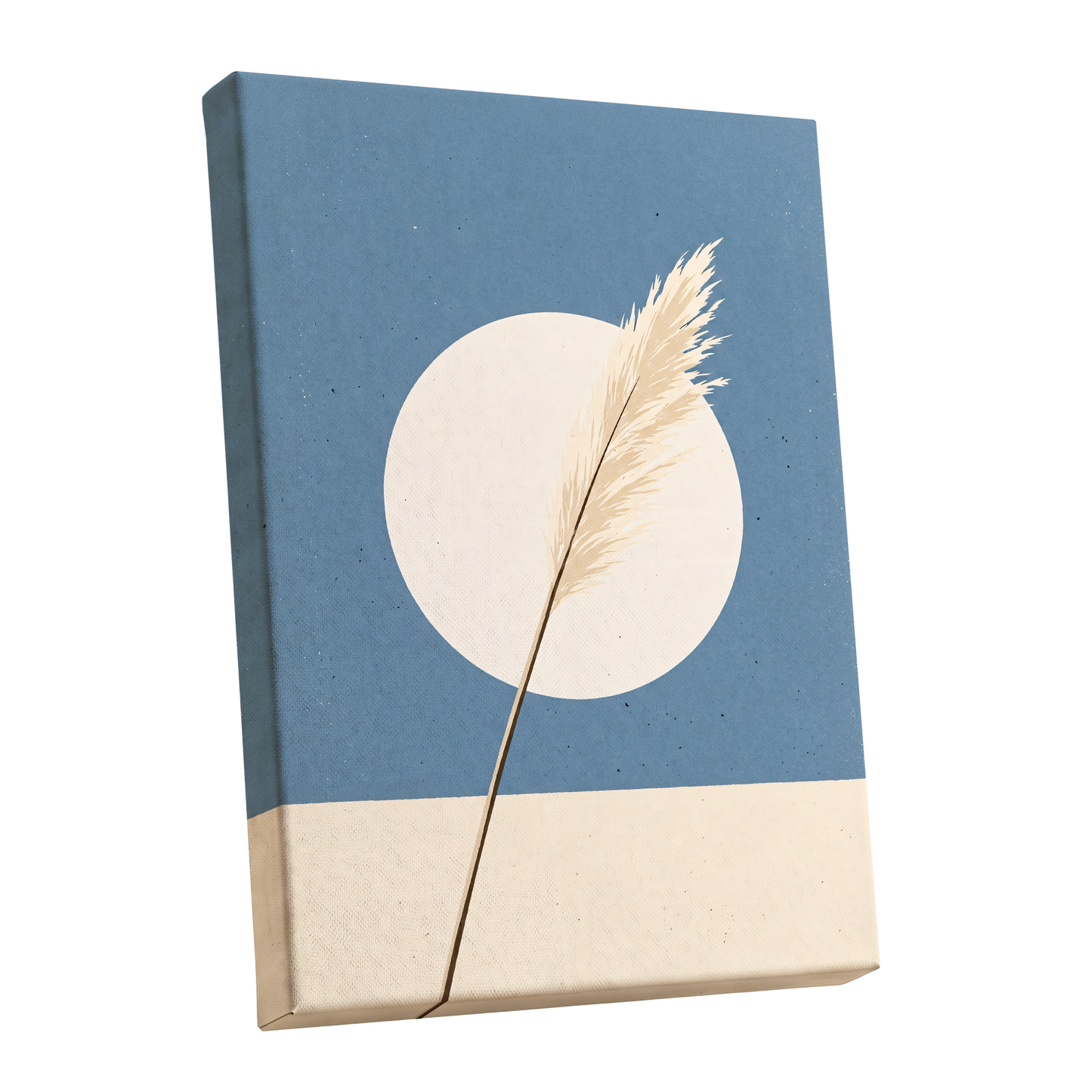 Pampas Halo, blue, beige, brown nature wall art shown as a stretched canvas wall art