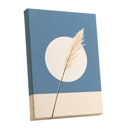 Pampas Halo, blue, beige, brown nature wall art shown as a stretched canvas wall art