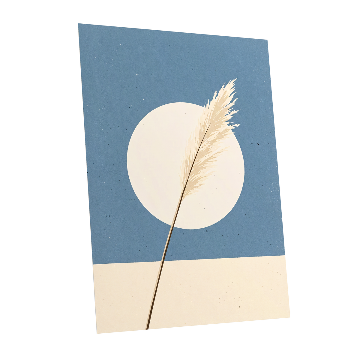 Pampas Halo, blue, beige, brown nature wall art shown as a unframed poster wall art print