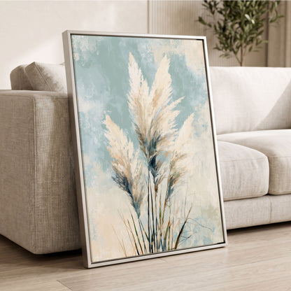 Pampas in Pale Blue – wall art displayed in a styled interior, gallery view 2