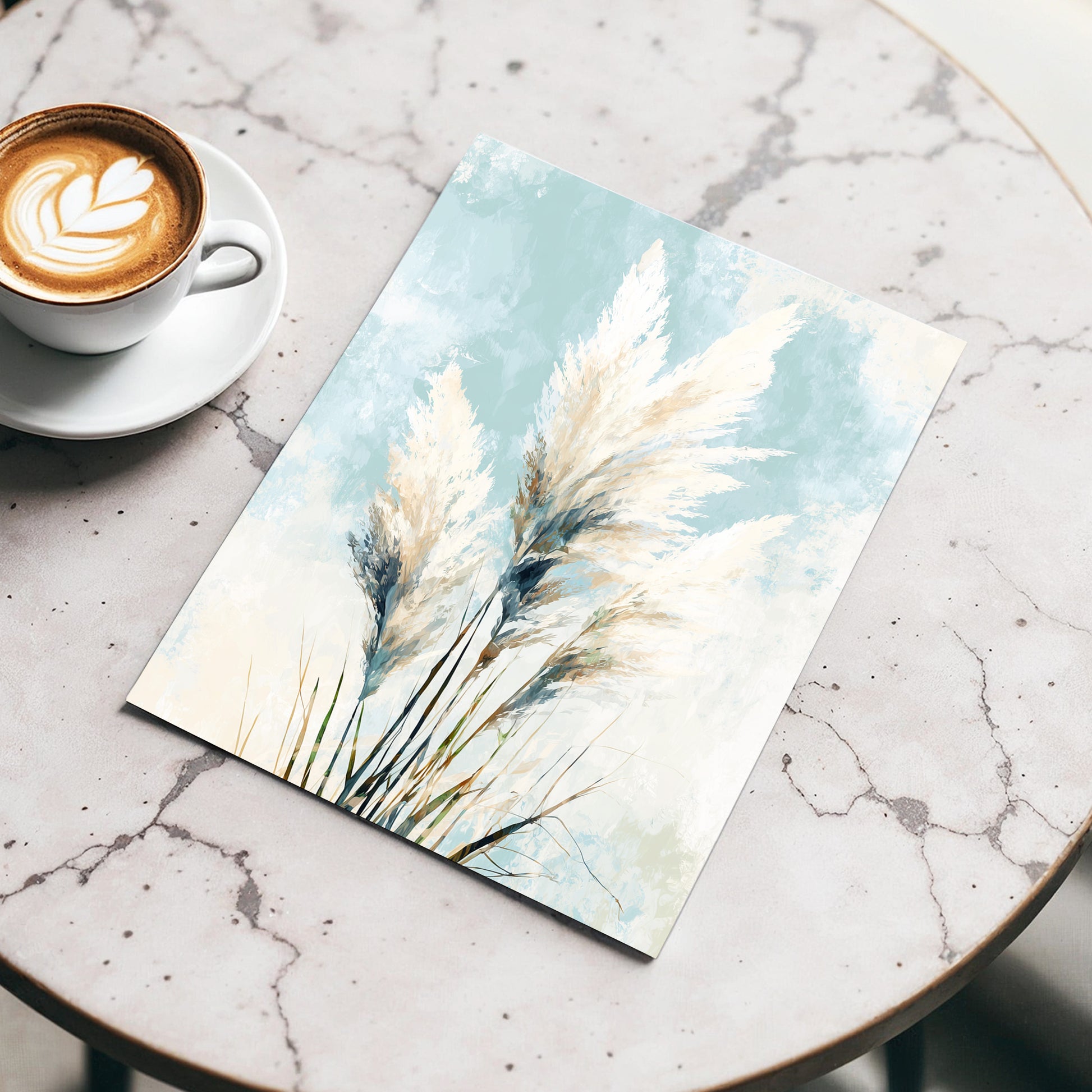 Pampas in Pale Blue – wall art displayed in a styled interior, gallery view 3