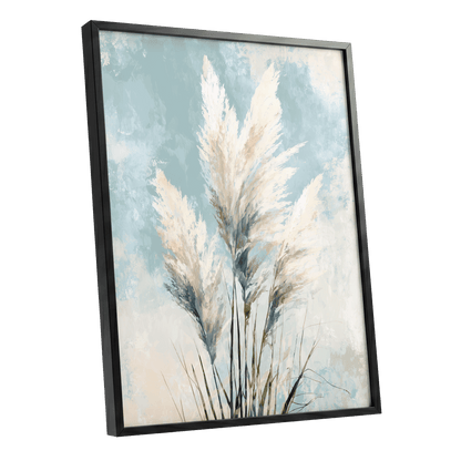 Pampas in Pale Blue – black framed poster option