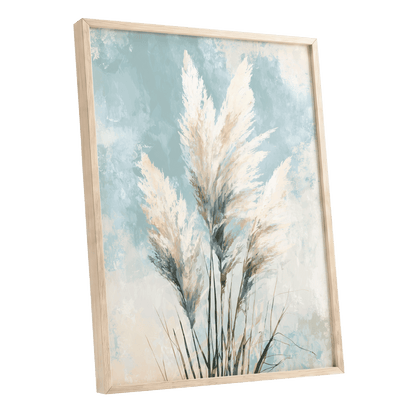 Pampas in Pale Blue – oak framed poster option
