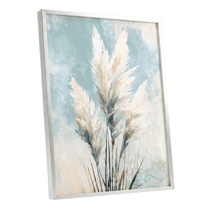 Pampas in Pale Blue – silver framed poster option