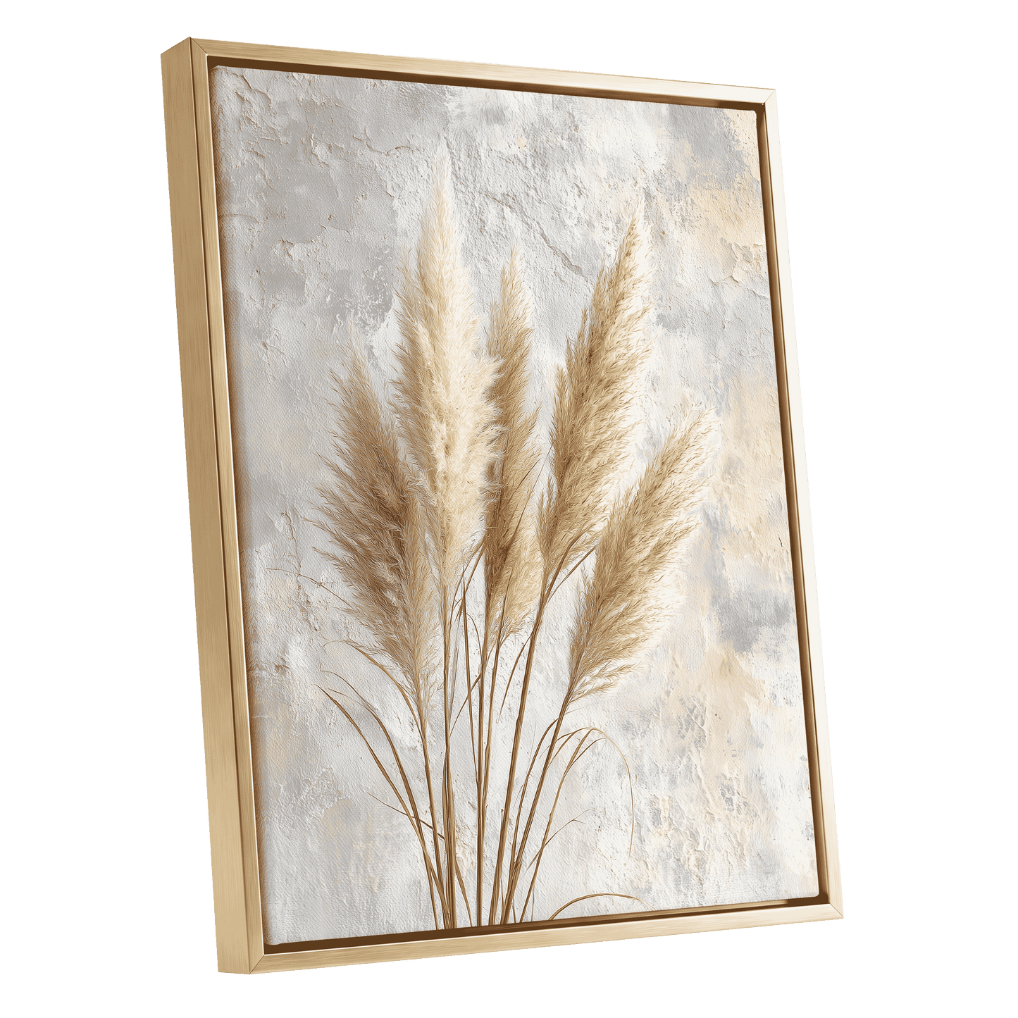 Pampas in Quiet Light – gold framed canvas option