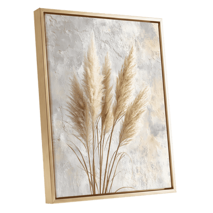 Pampas in Quiet Light – gold framed canvas option