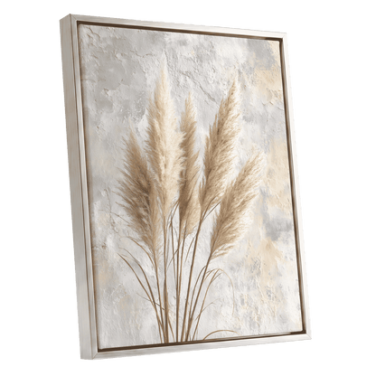 Pampas in Quiet Light – silver framed canvas option