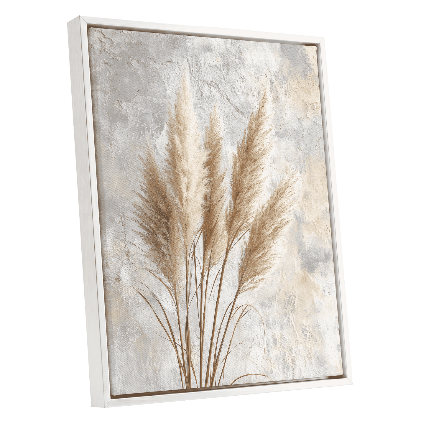 Pampas in Quiet Light – white framed canvas option